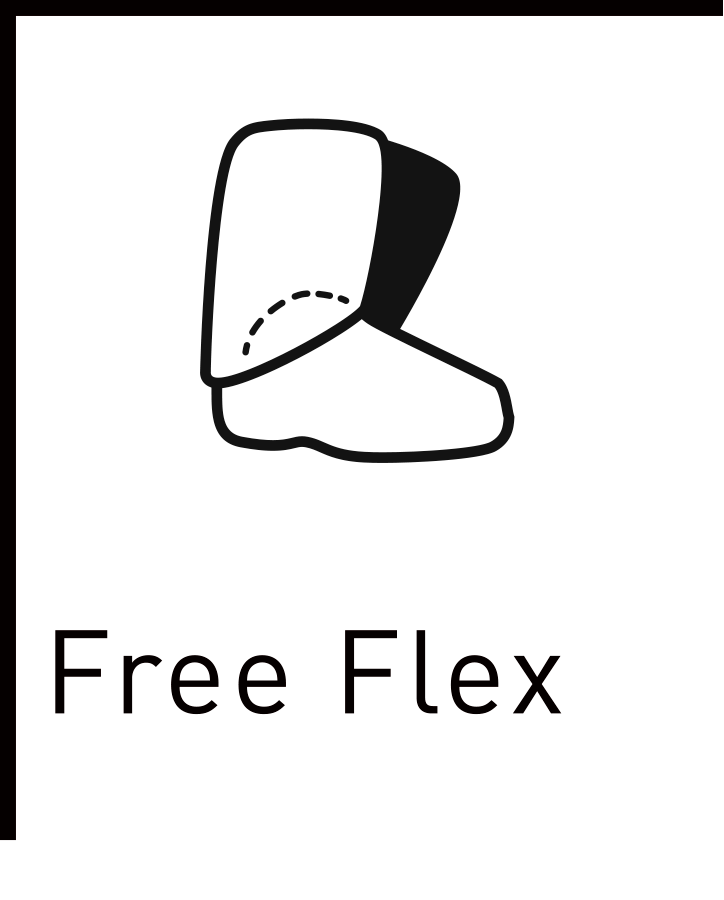 フリーフレックスは足首部分の自由度が高く、しっかりとかかとをホールドしつつも快適なライディングができます。